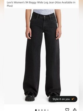 NWT Levi's Women's 94 Baggy Wide Leg Jean in black